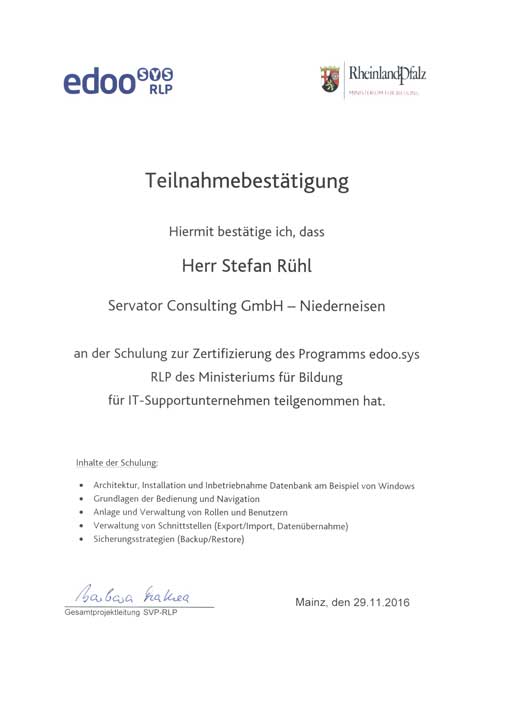 Zertifikat Stefan J. Rühl